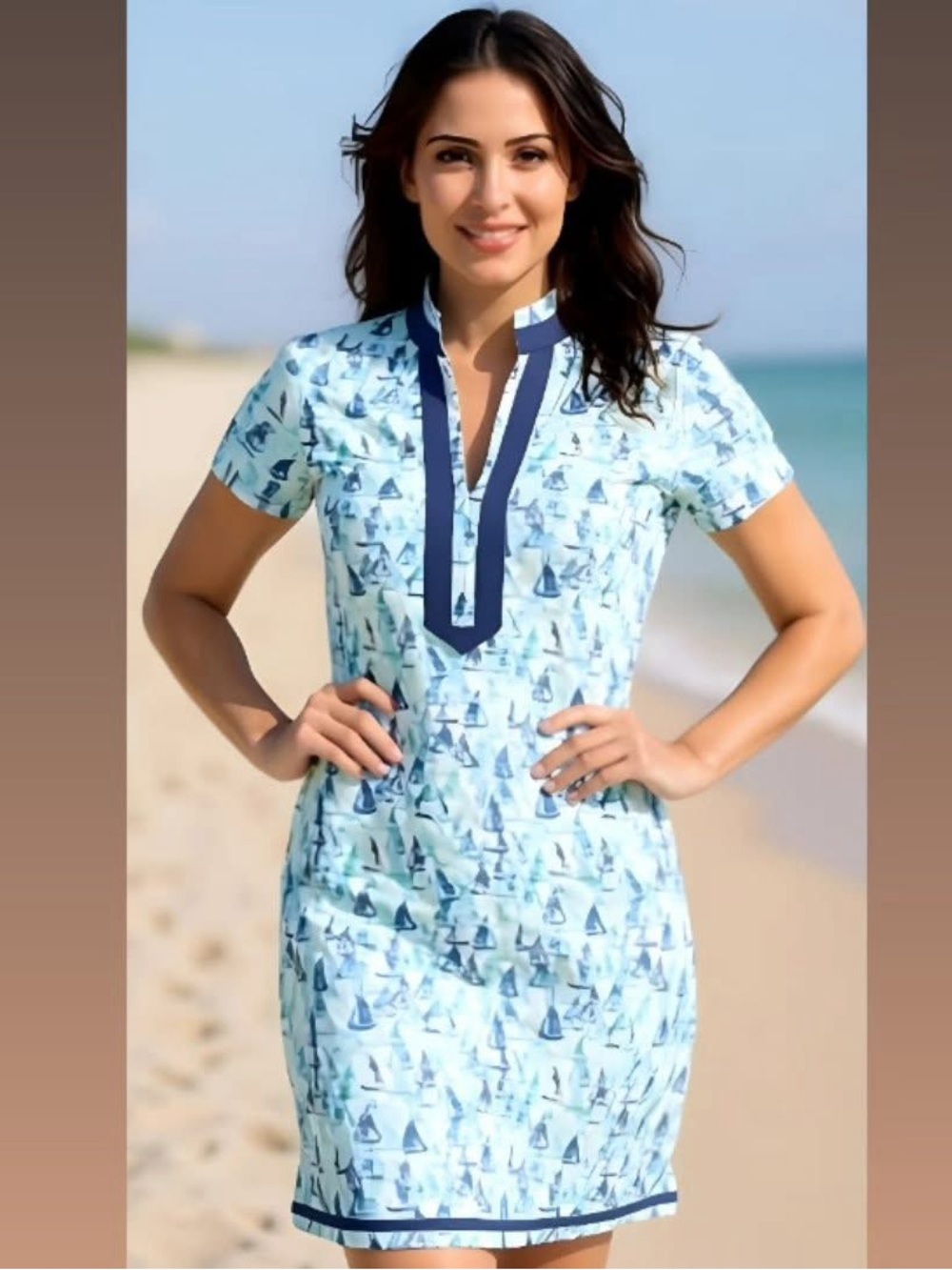 Cabana club Dress size‎ Large sailboat twill tape Mini UPF 50 out door light New